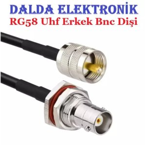 Rg58 Uhf Erkek Bnc Dişi Contalı Haberleşme Kablosu