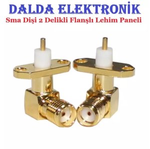 Sma Dişi 2 Delikli Flanşlı Lehim Paneli Konnektör