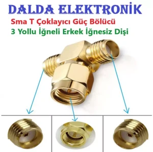 Sma T Konnektör 3 Yollu Erkek İğneli Dişi Dişi