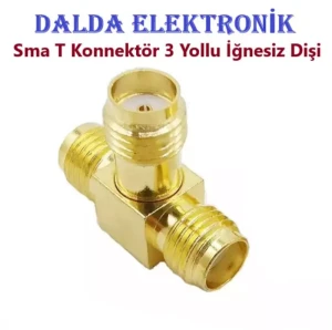 Sma T Konnektör 3 Yollu İğnesiz Dişi